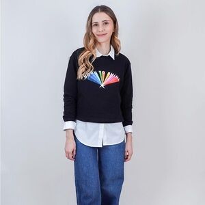 Black Graphic Sweatshirt with Rainbow “Born To Shine” logo